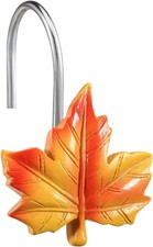 Maple Leaf Shower Curtain Hooks, 12Pcs Thanksgiving Decorative Shower Curtain Ho
