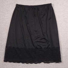 Vanity Fair Half Slip Skirt Womens XL Navy Blue Nylon Lace Hem Satin Lingerie