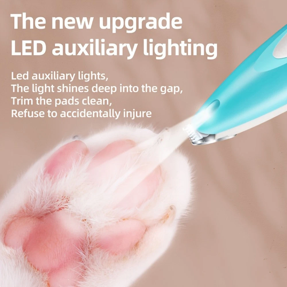 Portable Rechargeable LED Pet Paw Trimmer fits Dog Cat Grooming and Hair Removal