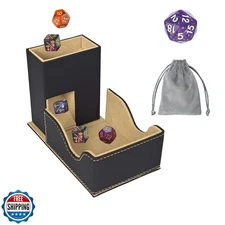 Stepane Dice Tower and Tray, Portable Commander Deck Box, Foldable Dice Stora