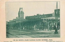 Massachusetts Train RR Haverhill Vintage Postcard