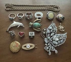 Vintage & Modern 16 Costume Jewelry Lot Sarah Cov 925 Effy Monet Rings Brooch