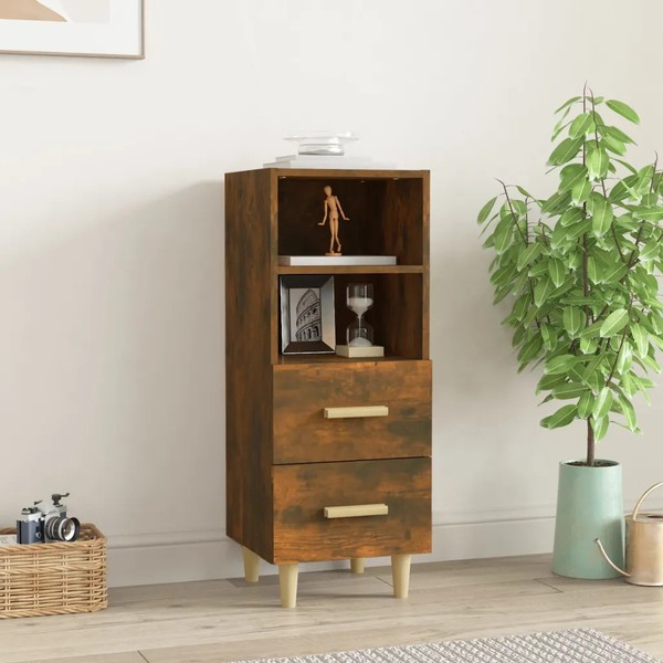 Sideboard RäUchereiche Schmal 34,5X34X90 Zentimeter Holzwerkstoff-image