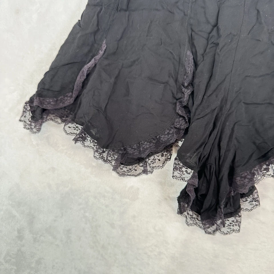 Pantalones Cortos Free People Mujer L Negro Ciao Bella Borde Íntimo Encaje Mujer Plisado Foto 4 de 4