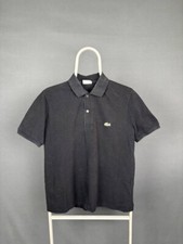 Lacoste Mens Polo Shirt Size 3 Black Cotton Short Sleeve Collared Button