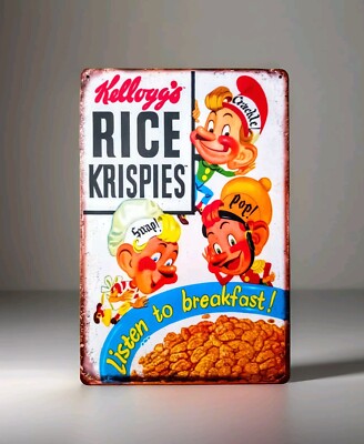 Blech- Metallschild *KELLOGGS RICE KRISPIES* - 20 x 30 cm -*RETRO*- Neu/OVP