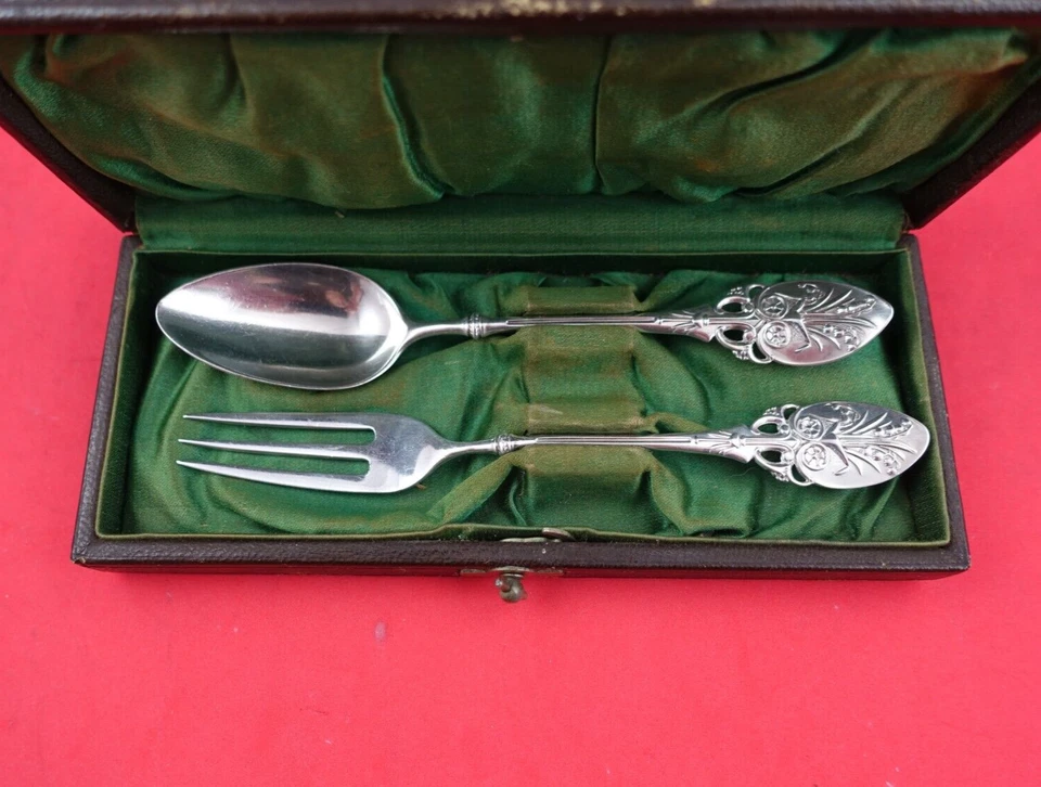 Lily aka 88 by Gorham Sterling Silver Child's Set 2pc Fork and Spoon Fitted Box - Image 3 of 4