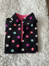 The Children  s Place Girls Sz 10/12 Black Polka Dot 1/4 Zip fleece. Fun Design