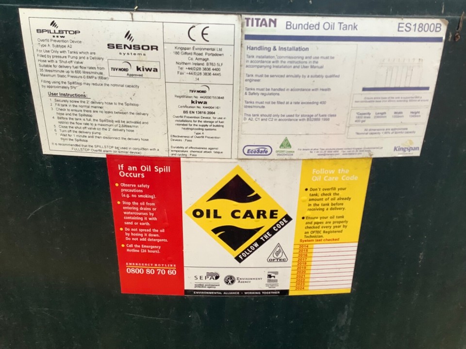 TITAN BUNDED OIL TANK 1800 litres and watchman alarm eBay