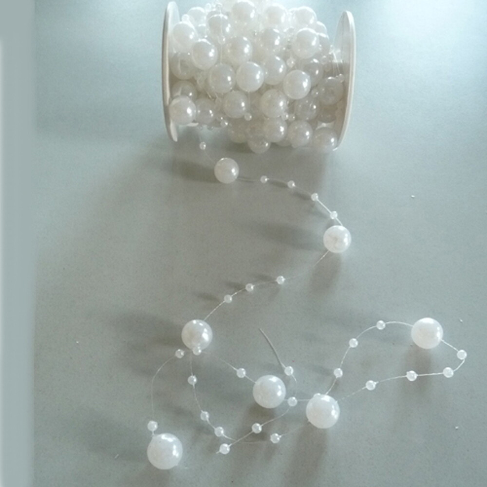 Cordón Perlas Adorno de Pelo Ramo Novia Decoración Boda Blanco 10m 1,29€/ M