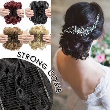 X-LARGE Wedding Curly Chignon Messy Bun Piece Updo Comb Clip in Hair Extension