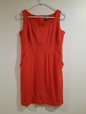 Anne Taylor Women's Orange Sleeveless Dress With Pockets Zip Up Size 4