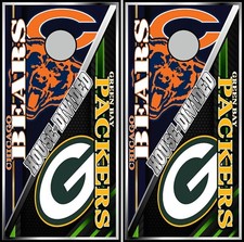 bears and green bay house divided 840 cornhole board vinyl wraps
