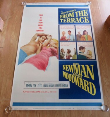 VON DER TERRASSE ORIGINAL 1960 DELUXE KINO FILMPLAKAT SELTEN RIESIG Paul Newman