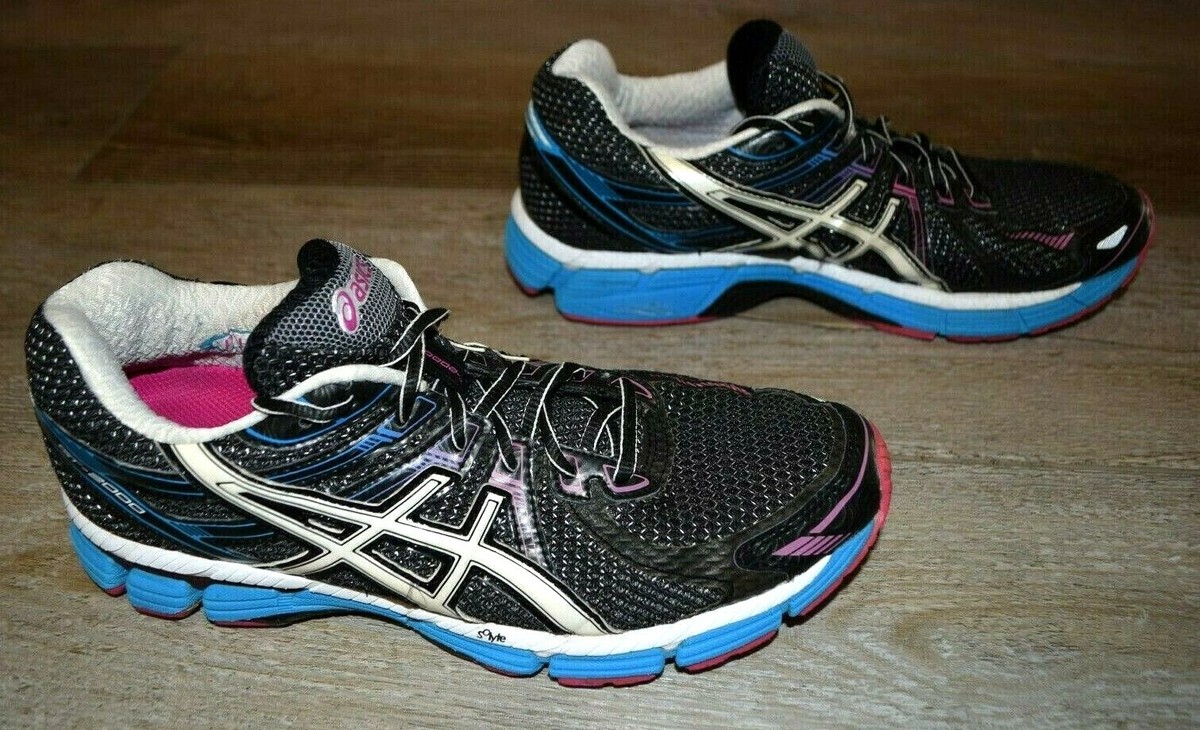 Asics Womens GT 2000 T2K7N Black White Blue Running Shoes Lace Up