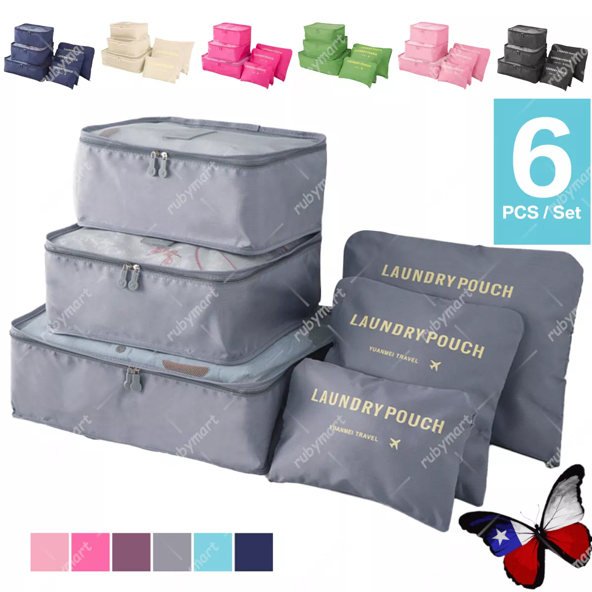 6PCS Luggage Packing Cubes Bag Organizer Suitcase Set For Travel Storage  Clothes