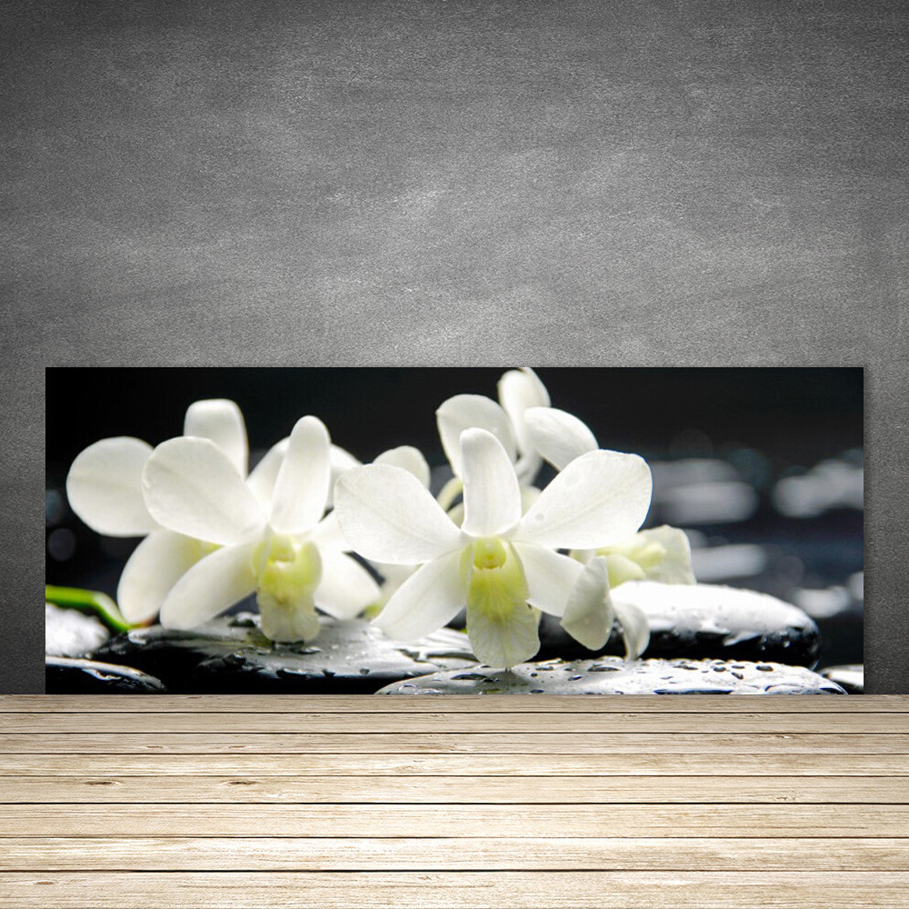 Crédence de cuisine en verre floral pour une ambiance zen et naturelle