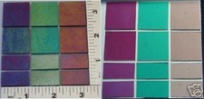 12 MIX SIZES COLORS IRIDIZED AMETHYST, EMERALD, LIGHT PLUM BULLSEYE GLASS 90 COE