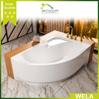 ECOLAM Badewanne Wela Wanne Eckwanne 150 160 170 x 100 Schürze Styropor + Siphon Viega
