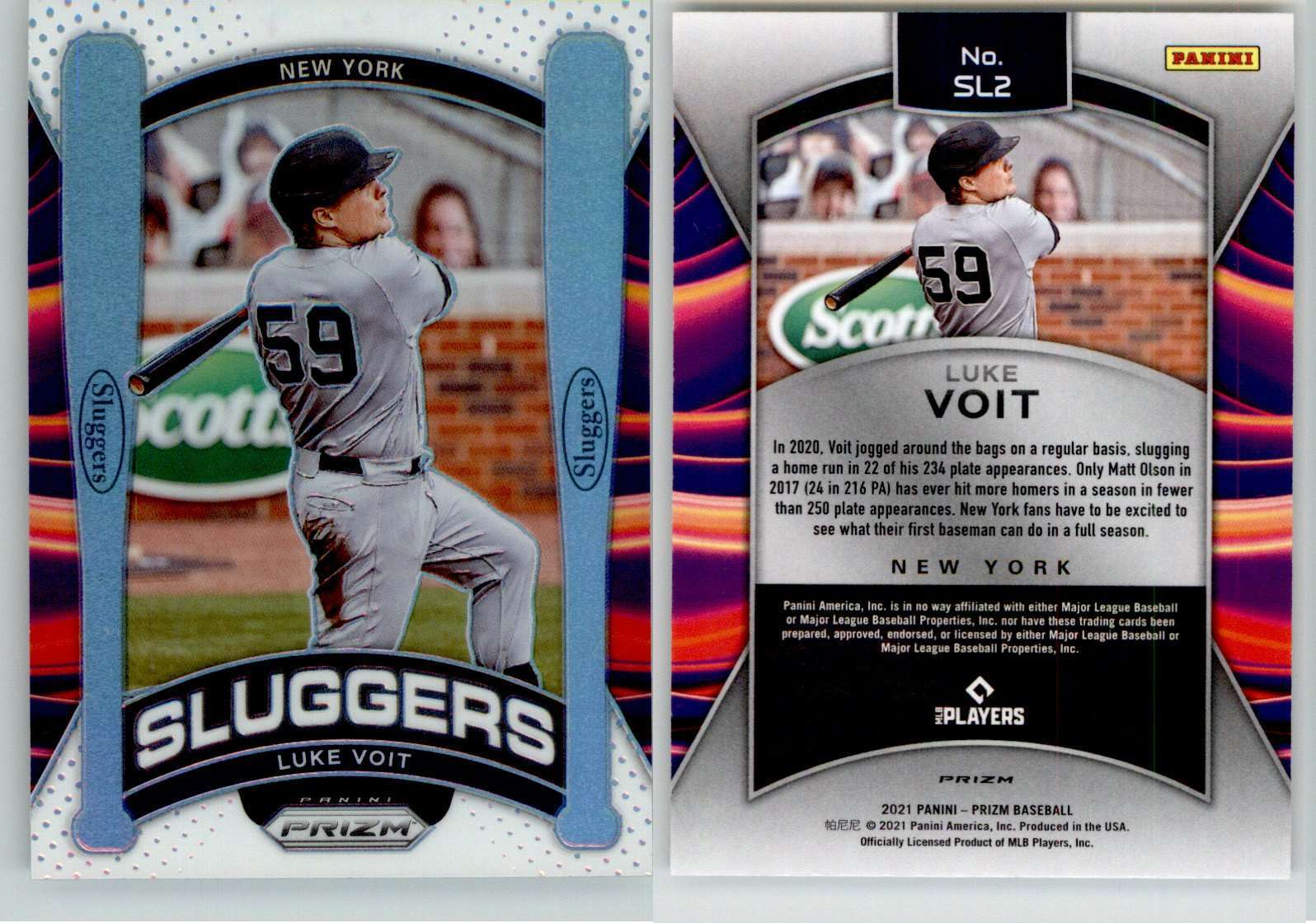 Luke Voit 2021 Prizm Sluggers Silver SL2 Yankees