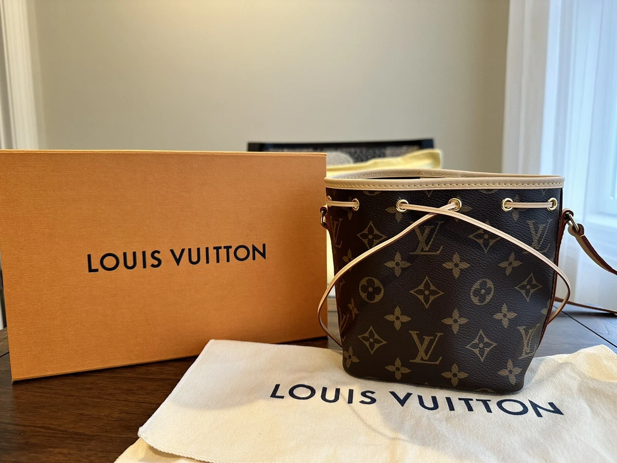 LOUIS VUITTON Nano Noe Monogram Canvas Crossbody Bag Brown