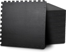 Puzzle Exercise Mat Interlocking Exercise Foam Mats Gym Black 6/12/24/36/48 Tile