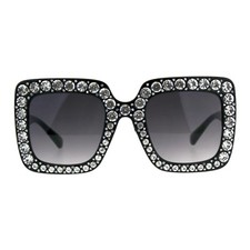 Blinged Out Rhinestone Sunglasses Womens Super Oversized Square Shades