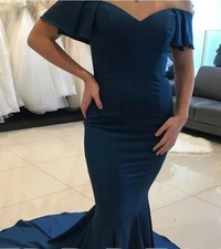 PROM! Navy Blue Size 2 Off shoulder trumpet-mermaid prom dress BRAND NEW