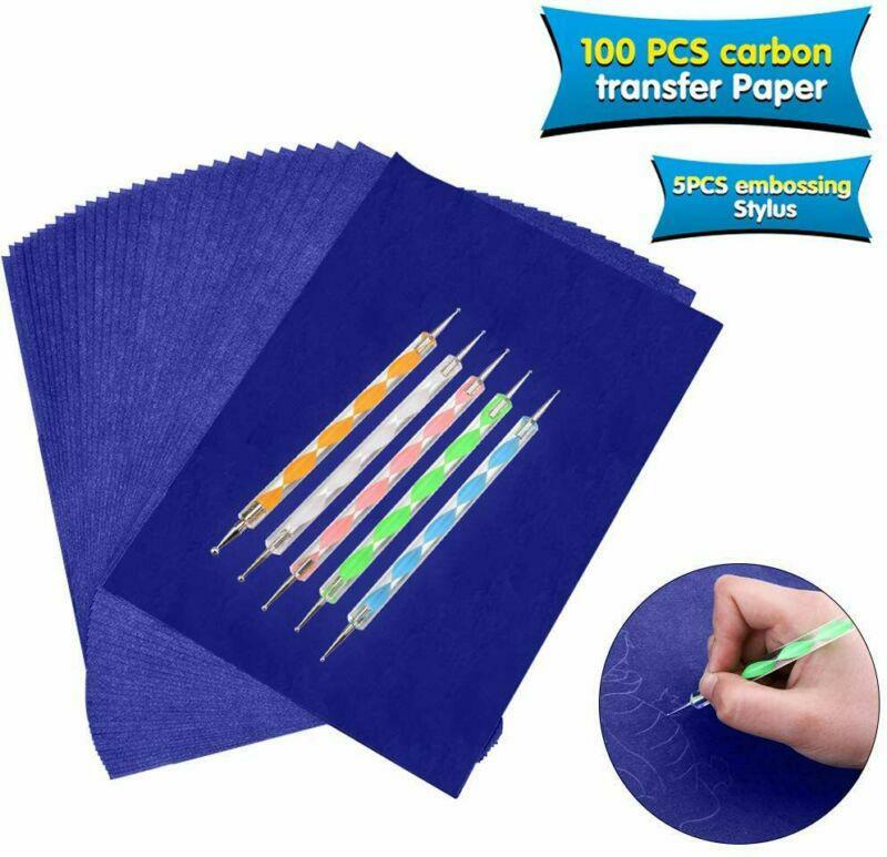 100 Sheets Carbon Transfer Paper,Blue Carbon Copy Paper Tracing Paper with  5pcs 313029858850 | eBay