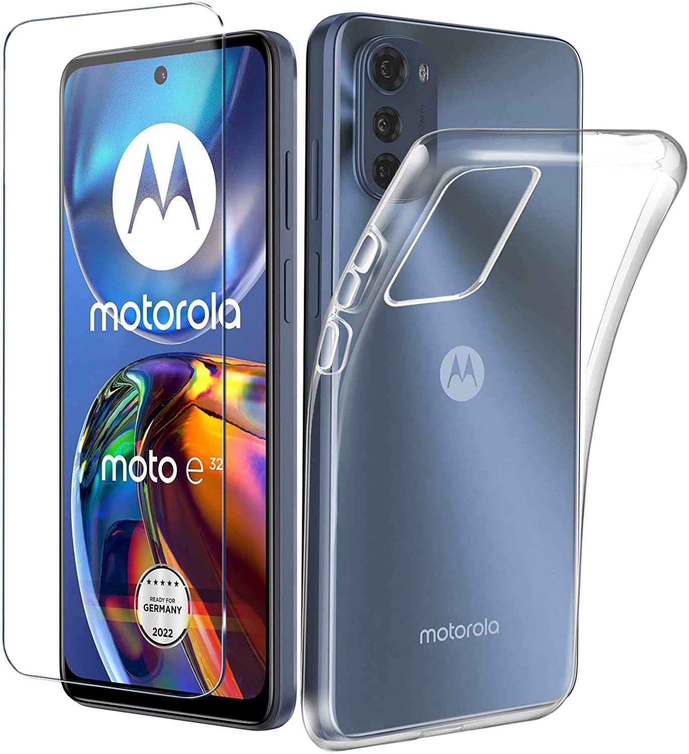 ESTH® Motorola Moto E32/E32s Clear Case, Silicone & PC Hybrid Full-Body Armour Built-in Screen Protector And PC Bumper Military Grade Heavy Duty - View #5