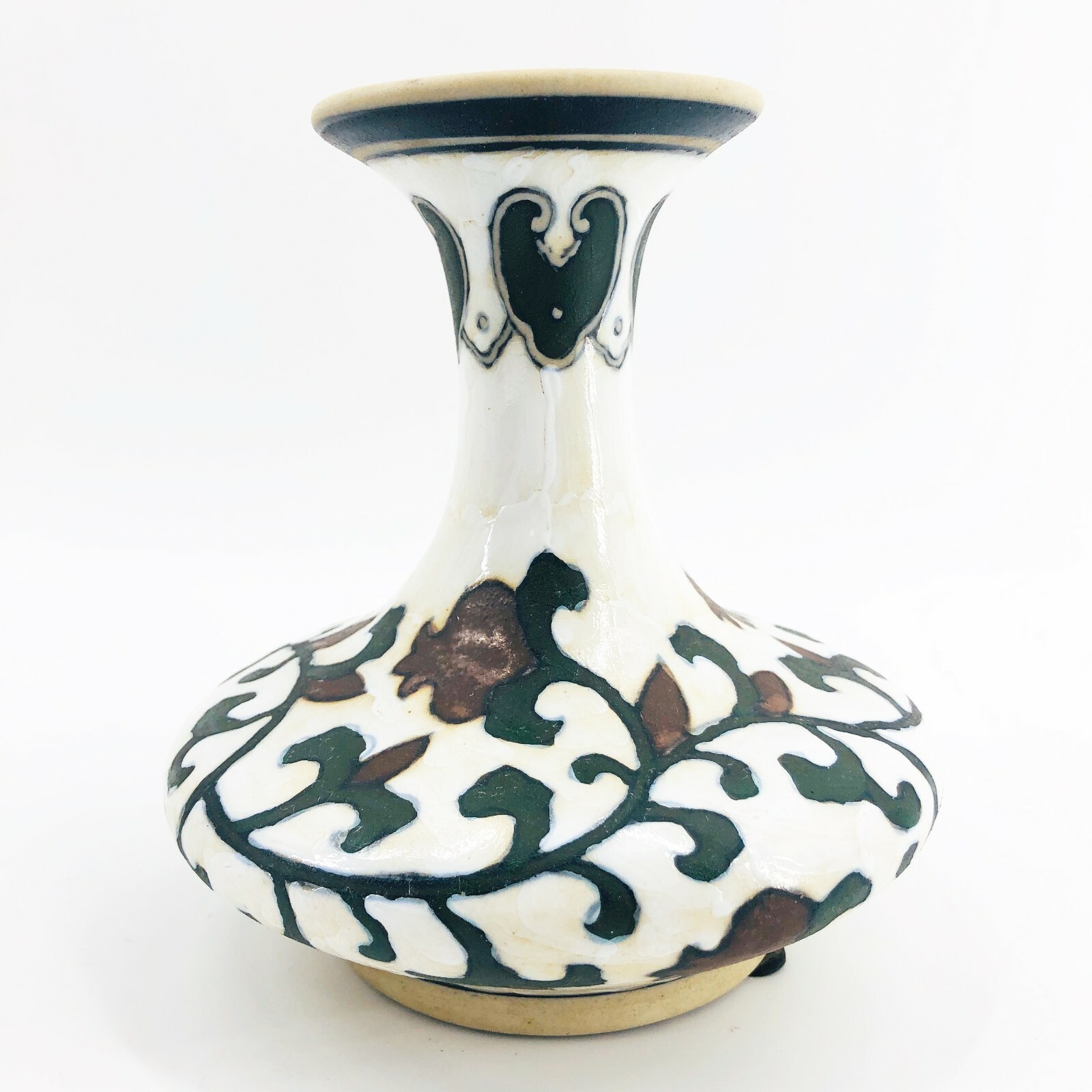 Vintage Hand Painted Vase Studio Pottery Floral Design 6.5