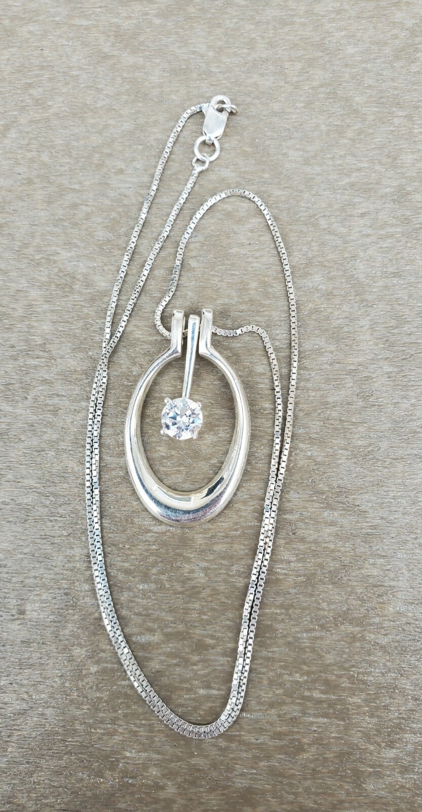 Sterling Silver Solitaire Hoop Dangle Pendant Nec… - image 12