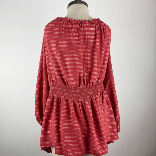 Lane Bryant Smocked Waist Blouse Red Size 18/20 Bohemian Off The Shoulder Peplum - Picture 8 of 19