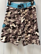 Maui And Sons Gray Camouflage Boys Youth Board Shorts Swimwear Size 14