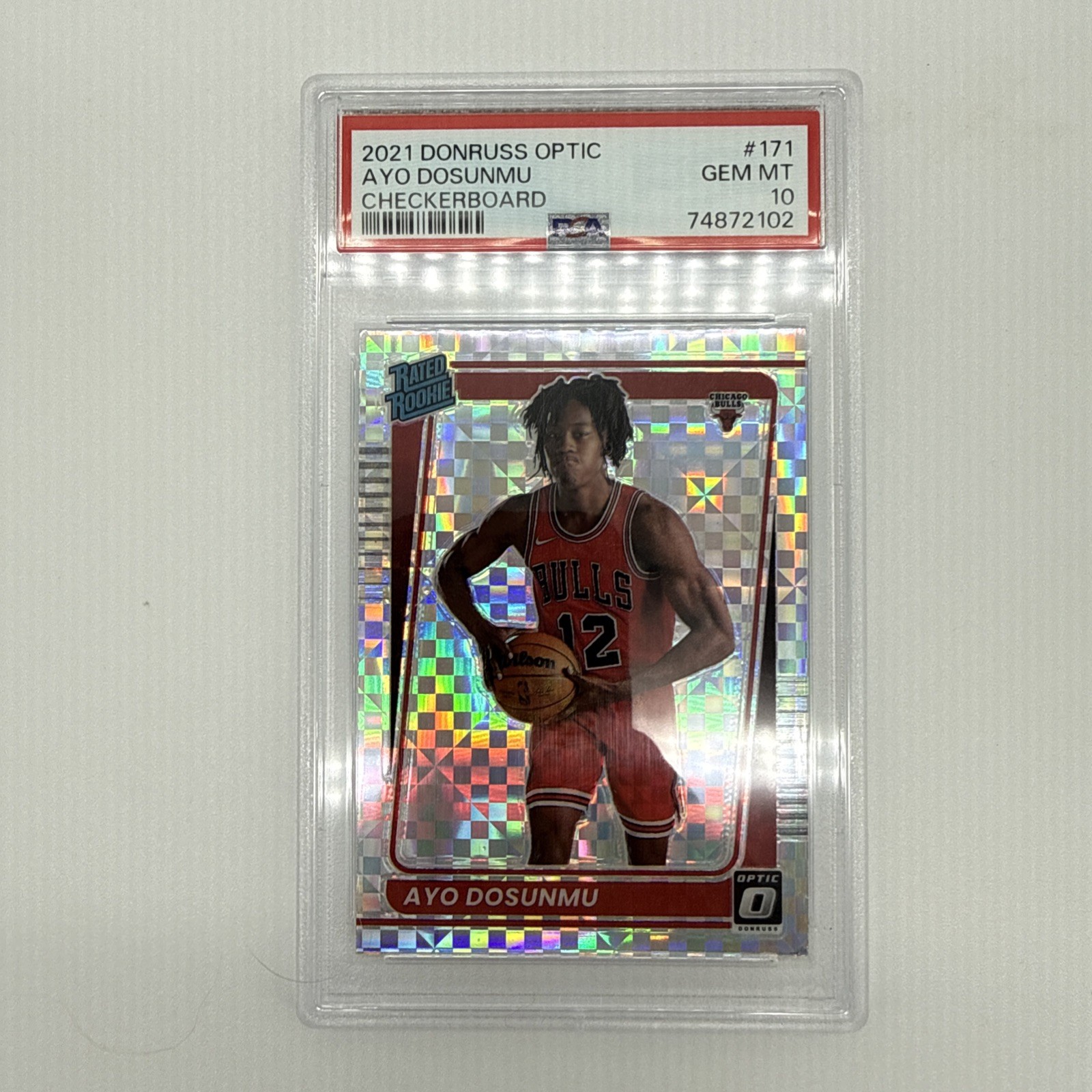 2021-22 Panini Donruss Optic  Rated Rookie Ayo Dosunmu #171 Checkerboard Prizm