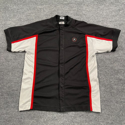 #ad Vintage 90s Jordan Basketball Performance Snap Shooting Shirt Medium 23x29 Black $45.00