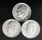 1951  P-D-S 10c SILVER Roosevelt Dimes.  Year Set,  BU/UNC/BU   (R197)
