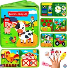 Montessori Busy Books for Toddlers 1-3 - Farm Animal Sensory Activity Toy