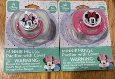 NIP Disney Baby Minnie Mouse Pacifier Pink White BPA Free Cover 0 Months