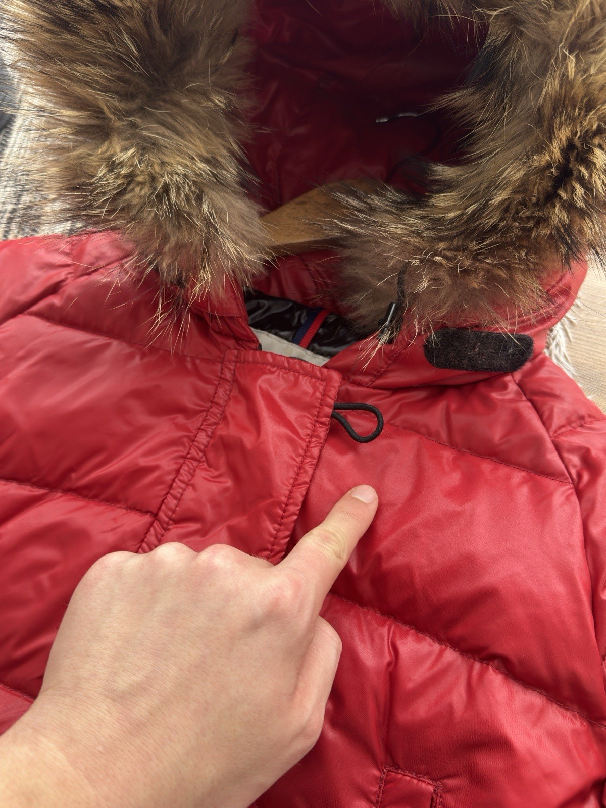 Vintage Moncler Woman’s Alpin Fur Down Bomber Red Jacket Size 1 ( S ) image 7