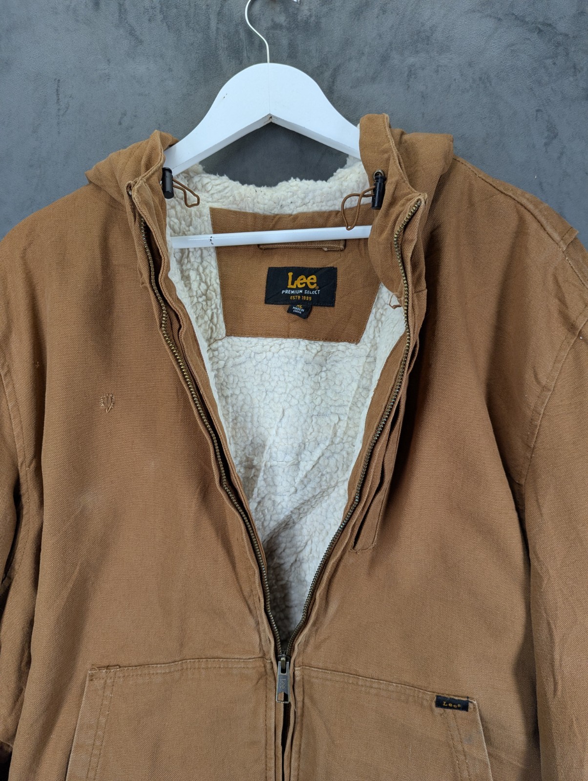 Lee Workwear Sherpa Lined Men's Utility Bomber Jacket Size XL Canvas Cotton image 5