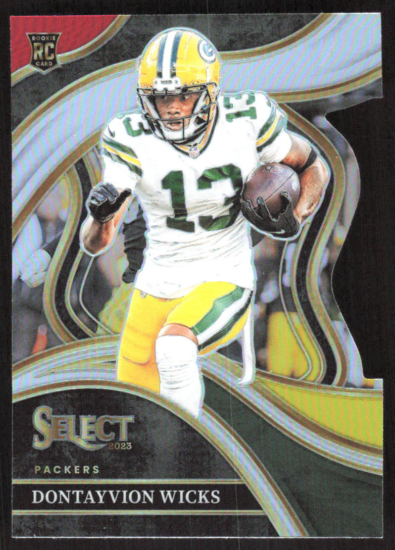 2353F 2023 Panini Select #271 Dontayvion Wicks Red and Yellow Prizms Die Cuts