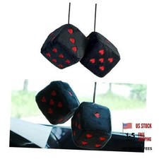 Ziciner Pair Fuzzy Plush Dice For Car Mirror 3 Retro Square Dice Blackred Ziciner Pair Fuzzy Plush Dice For Car Mirror 3 Retro Square Dice Blackred