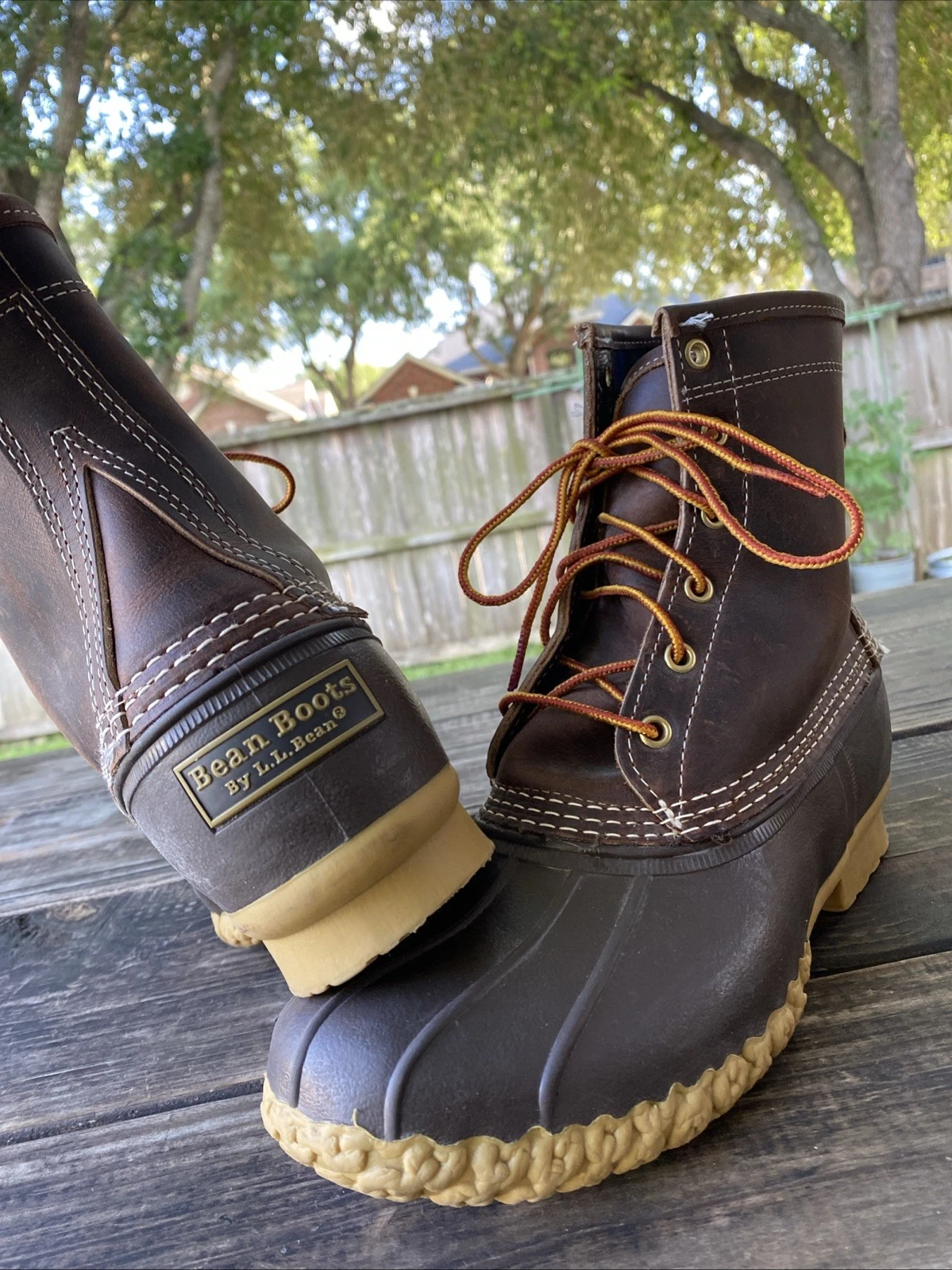 L.L. Bean Boots Flannel Lined Men's Duck Boots Size 7 M Dark Brown Made in USA