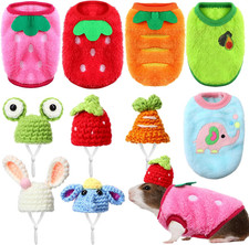 10 Pcs Guinea Pig Clothes Set, 5 Guinea Pig Costume Outfit, 5 Cute Mini Hat with