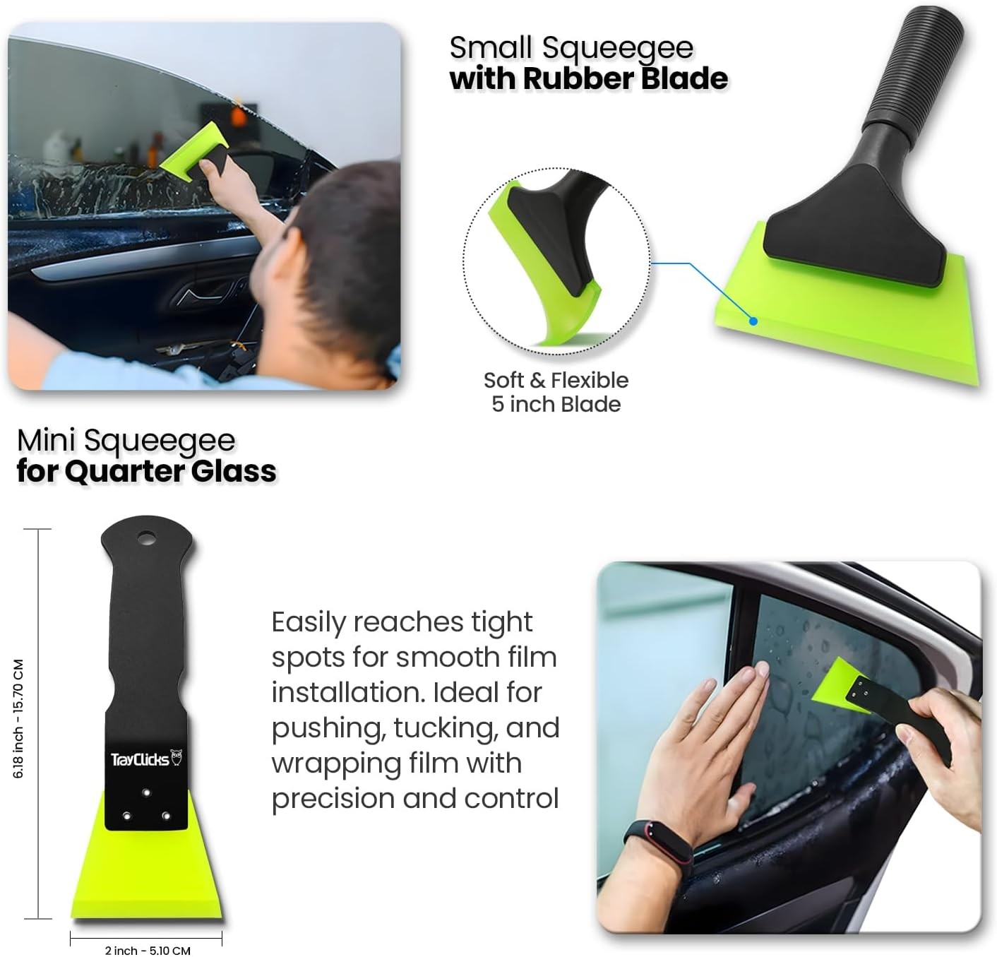 Car Window Tint Tool Kit, Squeegee, Scraper & Film Cutter for Vinyl Wrap