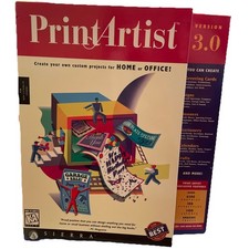 PRINT ARTIST Version 3.0 Sierra 1995 PC CD-ROM for home Or Office. Book,CD Box