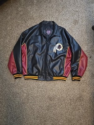 VINTAGE WASHINGTON REDSKINS JACKET SIZE L LARGE GAME DAY NFL FAUX LEATHER
