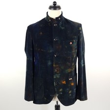 Luis Trenker Samt Janker Herren Gr. 50 Schwarz Mehrfarbig Baumwolle Sakko Jacke