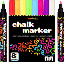 8 Colors Liquid Erasable Chalk Markers, Washable Dry Erase Marker Pens, Reversib